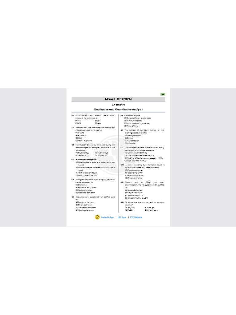 Qualitative and Quantitative Analysis Jee | PDF