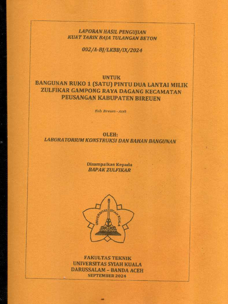 Laporan Baja Ruko Bapak Zulfikar | PDF