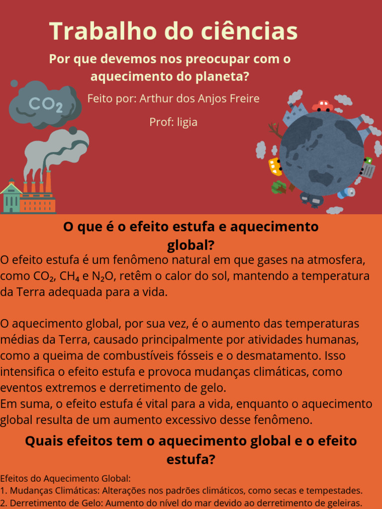 Trabalho do ciências | PDF | Aquecimento global e mudança climática ...