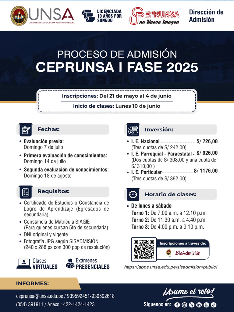 Proceso de Admisión CEPRUNSA 2025 | PDF