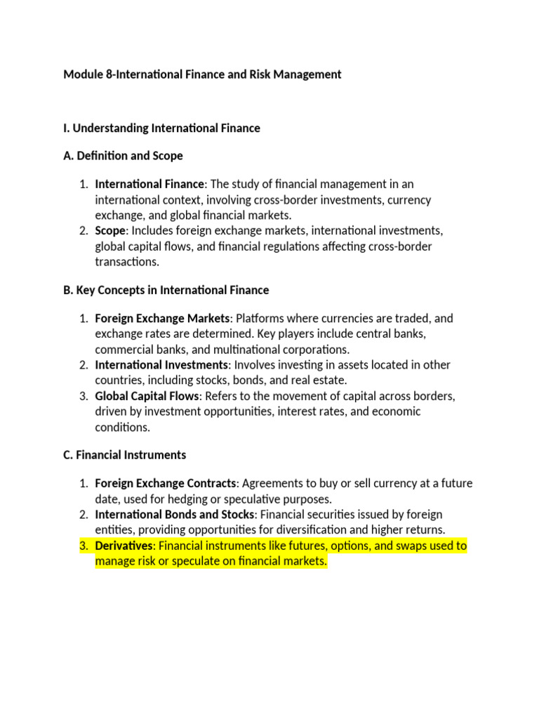 International Finance & Risk Management Guide | PDF | Financial Risk ...