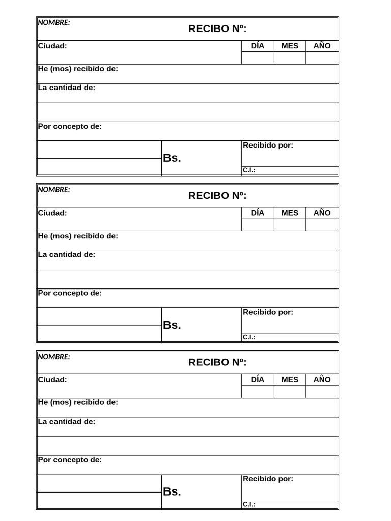 Plantilla de Recibo de Pago en Word | PDF | Finanzas y dinero