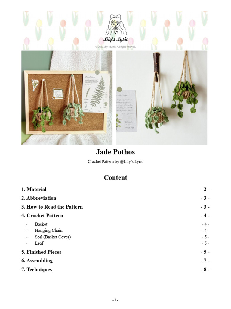 Free Crochet Pothos Pattern Guide | PDF | Crochet | Yarn