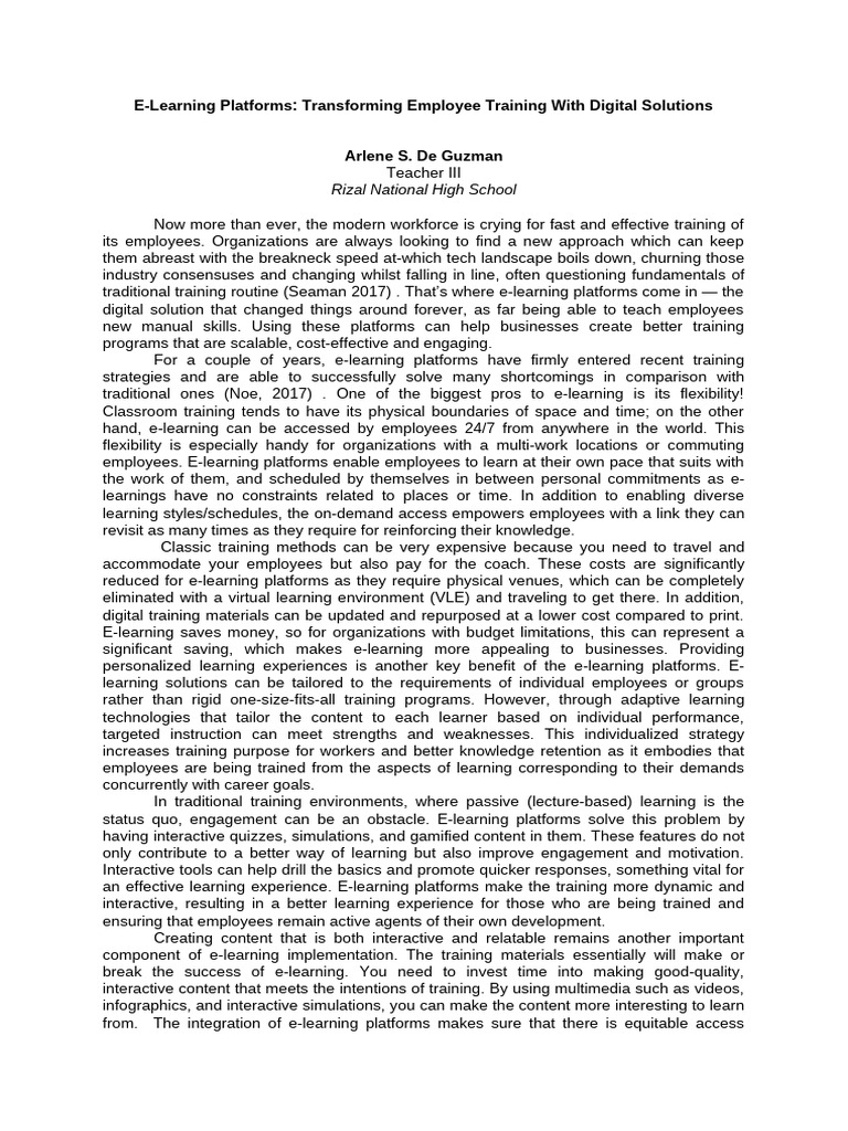 E-LEARNING PLATFORMS | PDF | Educational Technology | Learning