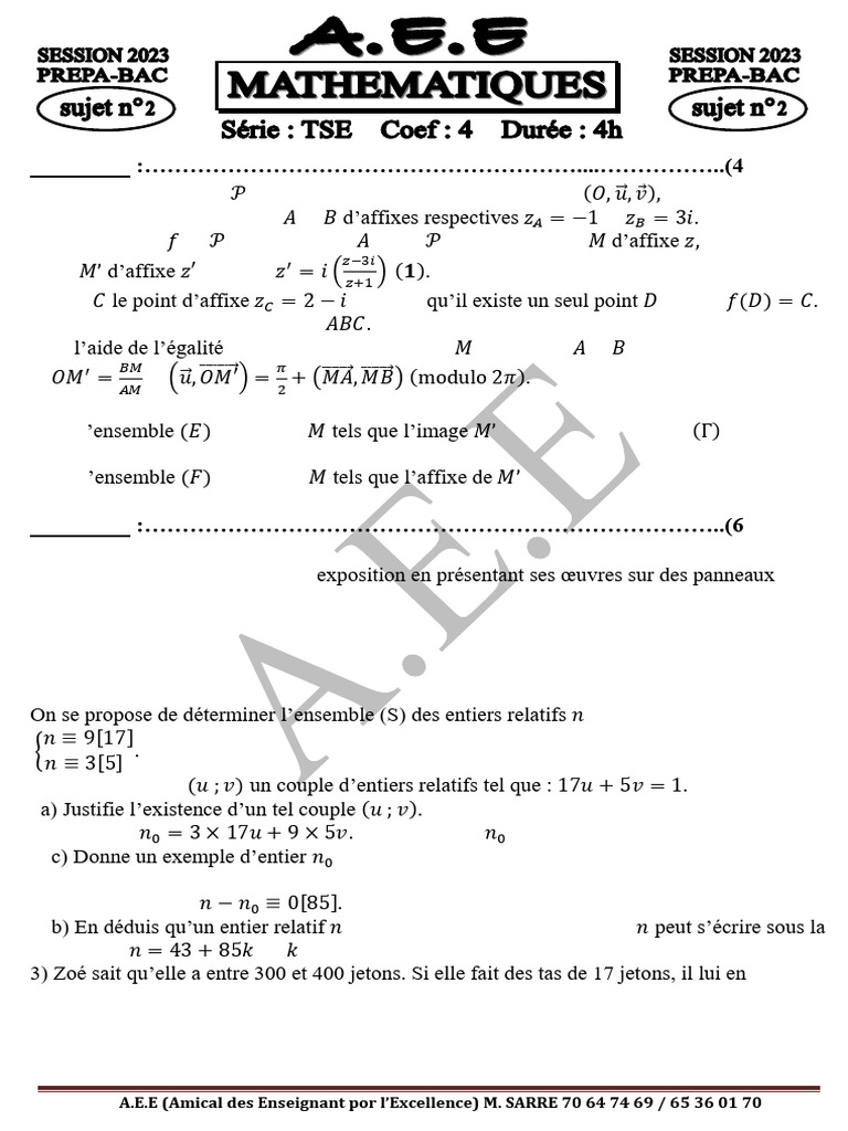 Exercices de Mathématiques 9/2 Prépa | PDF | Limite (mathématiques ...