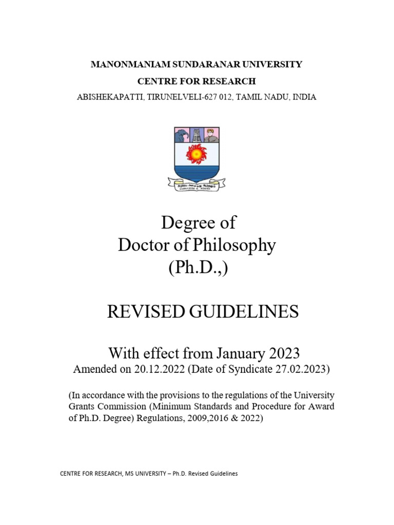 Revised Guidelines | PDF | Doctor Of Philosophy | Academic Degree