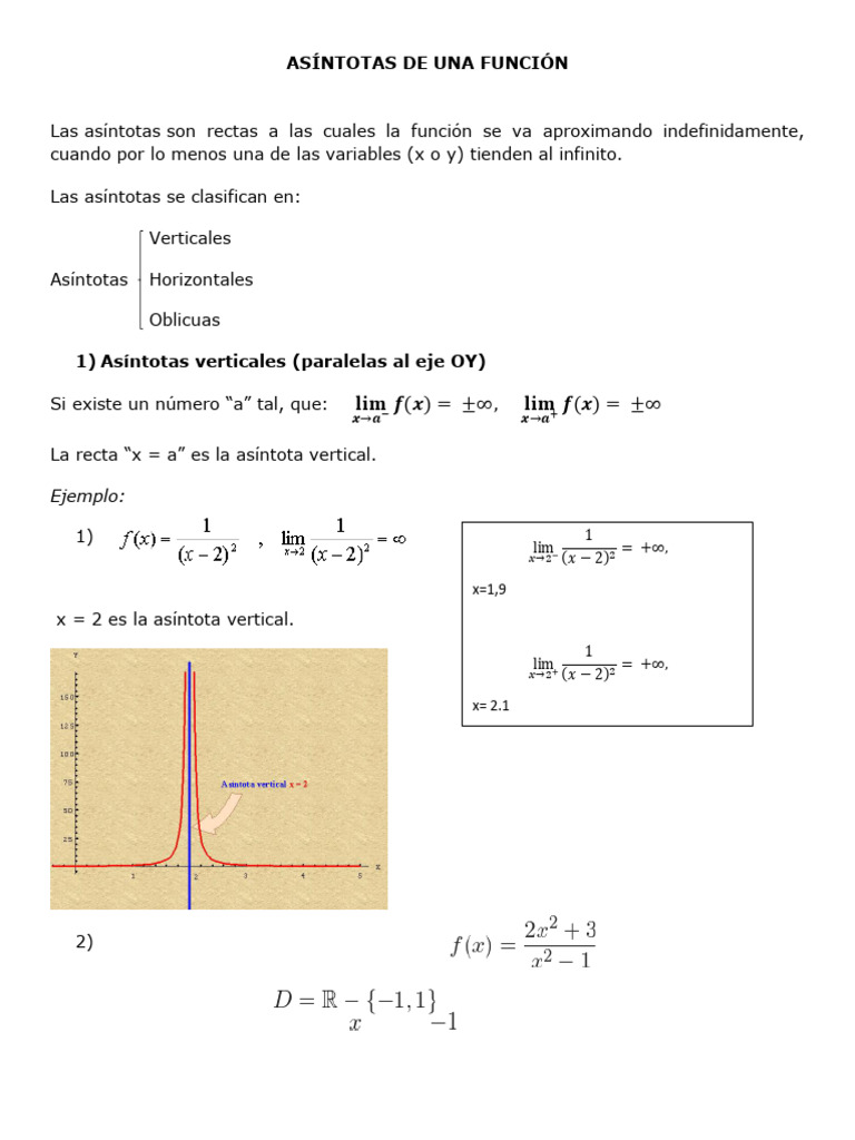 Asíntotas de Una Función | PDF | Asíntota | Análisis matemático