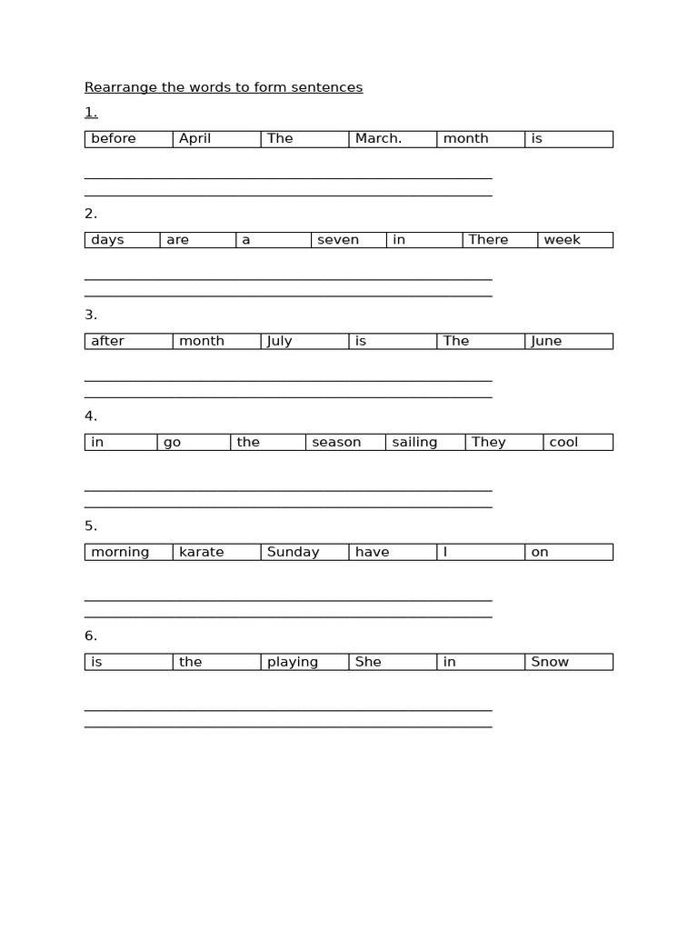 Rearrange The Words To Form Sentences | PDF