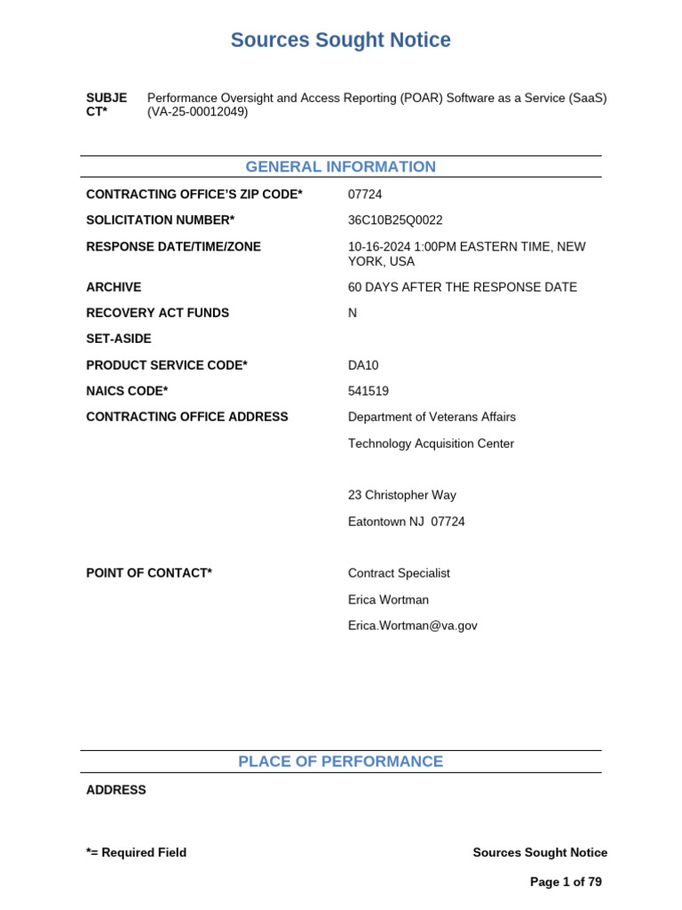VA RFI for POAR SaaS Solutions | PDF | Veterans Health Administration ...