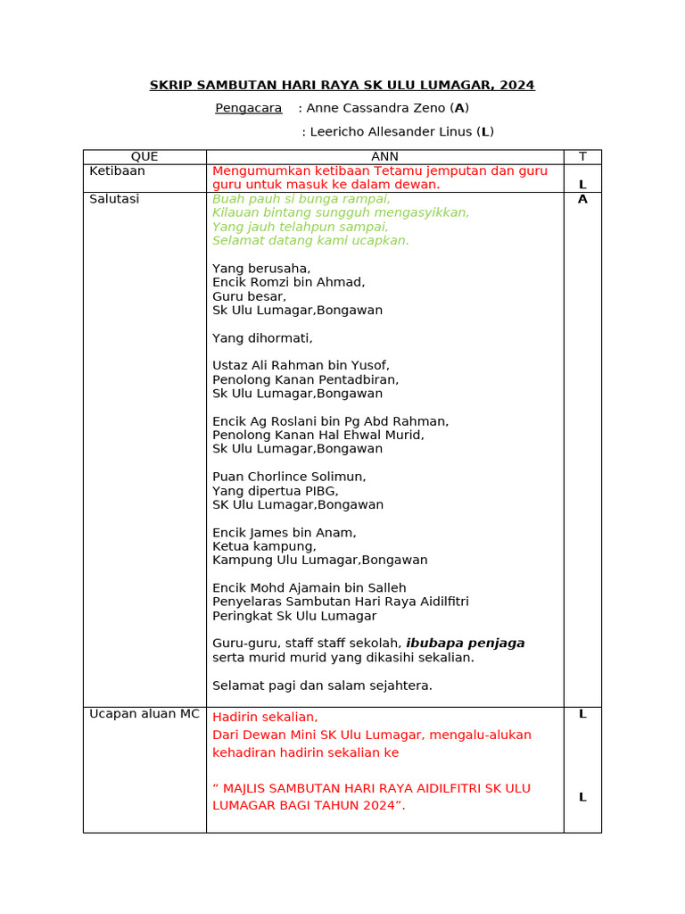 Skrip Hari Raya | PDF