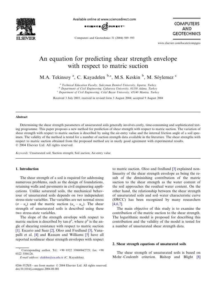 14 2004 An Equation For Predicting Shear Strength Envelope With Respect ...