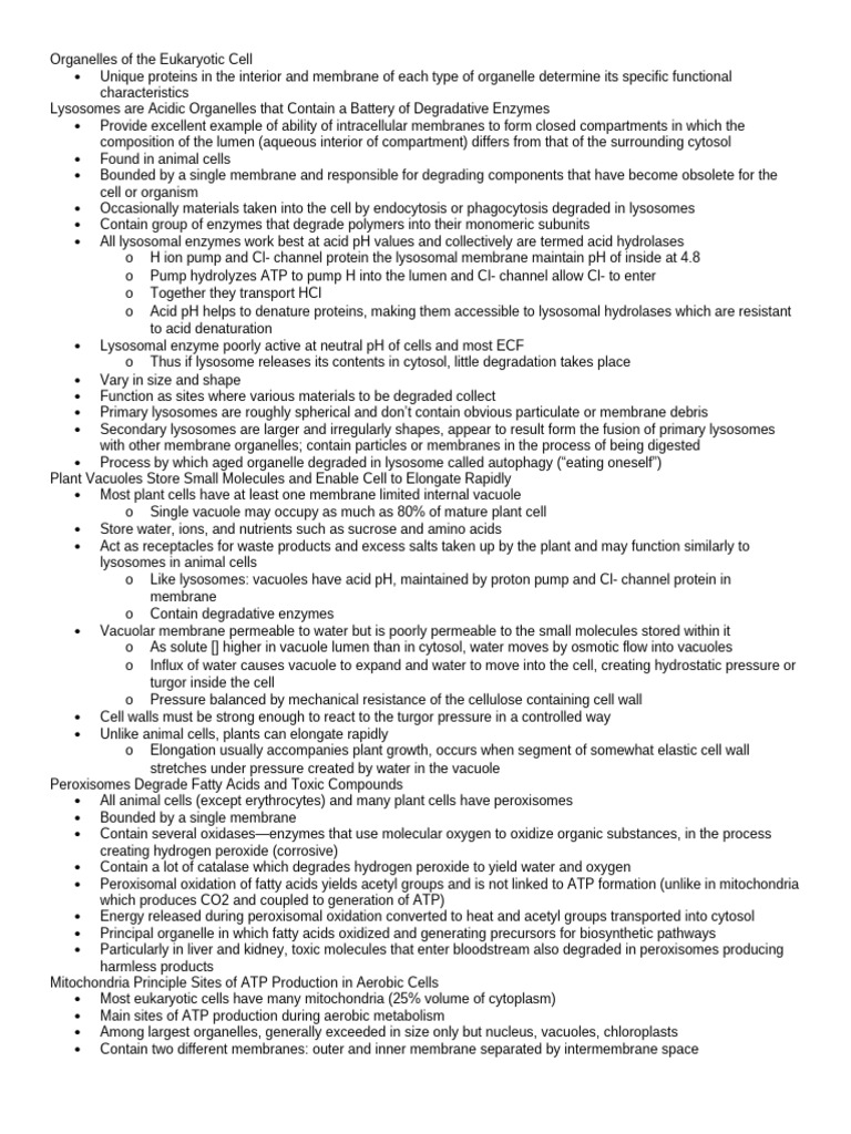Organelles of The Eukaryotic Cell | PDF | Endoplasmic Reticulum | Lysosome