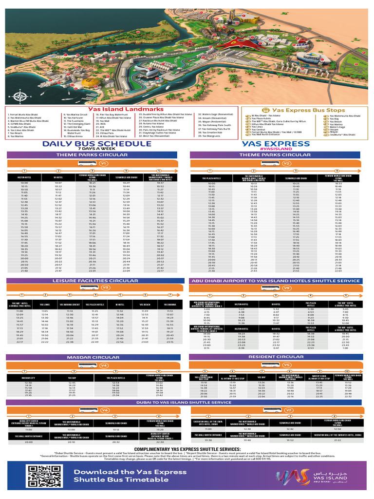 Yas Island Shuttle Bus Timetable | PDF | Hospitality Industry | Hotel