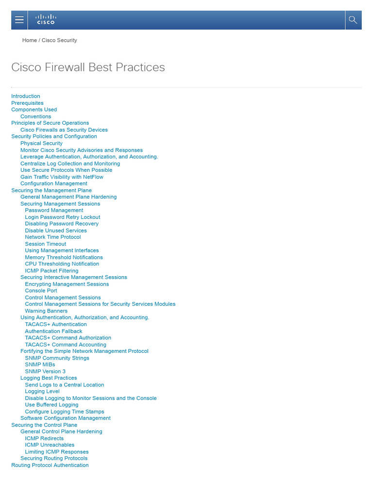 Cisco Firewall Security Best Practices | PDF | Radius | Secure Shell