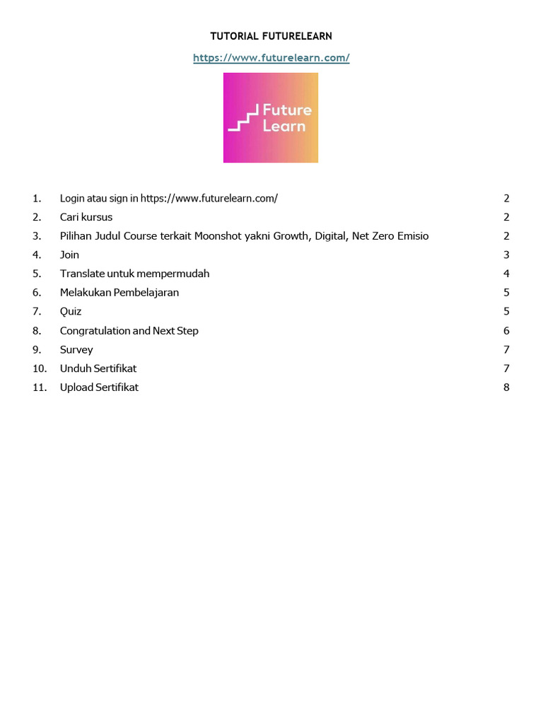 Panduan Lengkap Menggunakan FutureLearn | PDF | Komputer