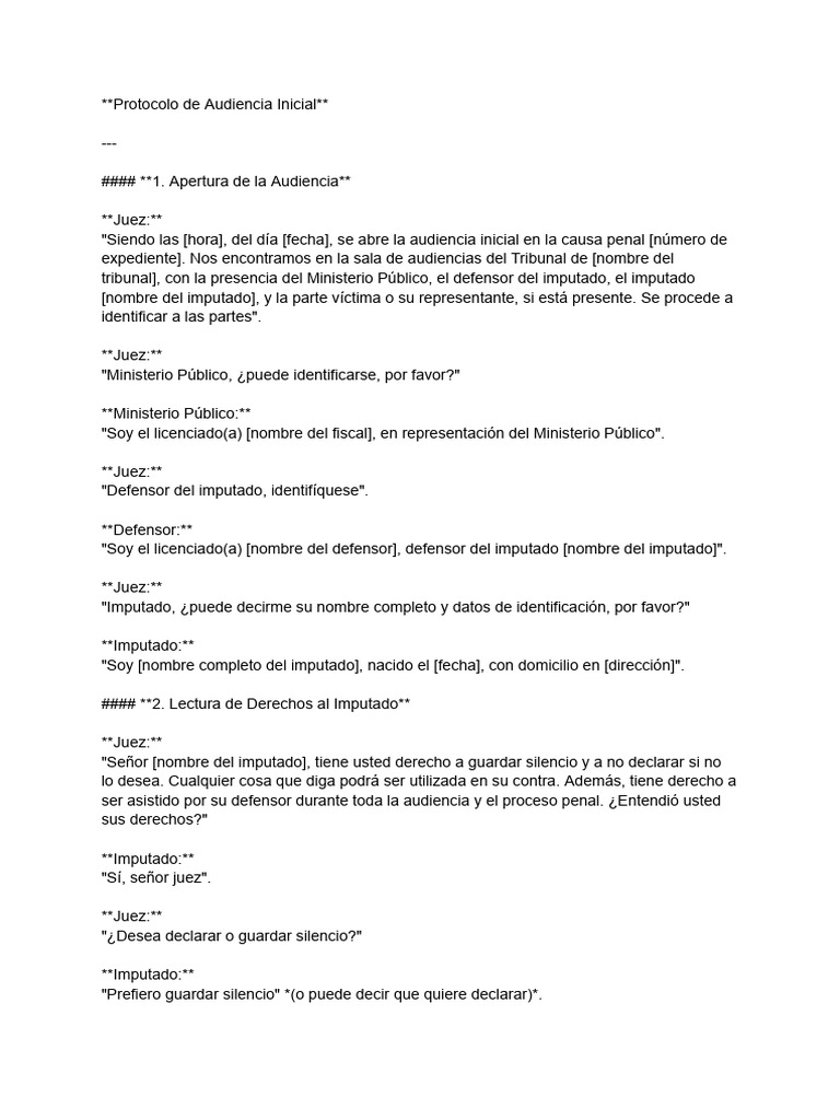 Protocolo de Audiencia Inicial Penal | PDF | Mandato | Crímenes