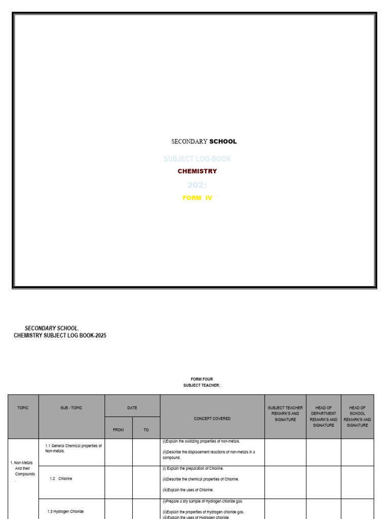 Logbook Chem F4 2025 Anuary 0678426804 | PDF | Organic Compounds | Soil