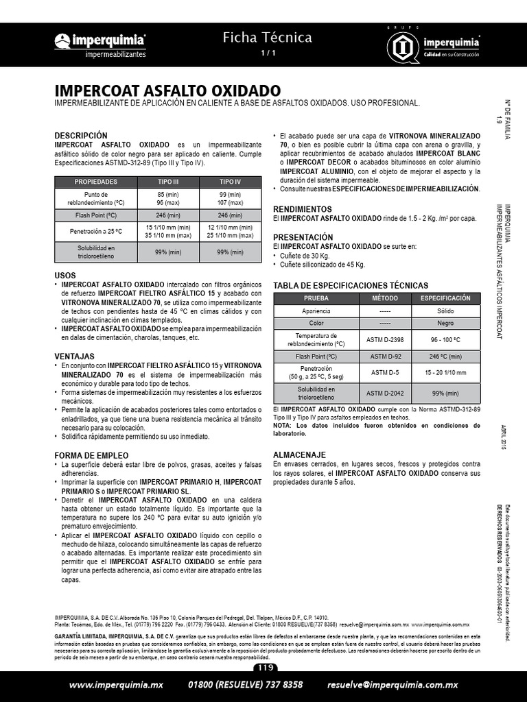 Impercoat Asfalto Oxidado | PDF | Materiales