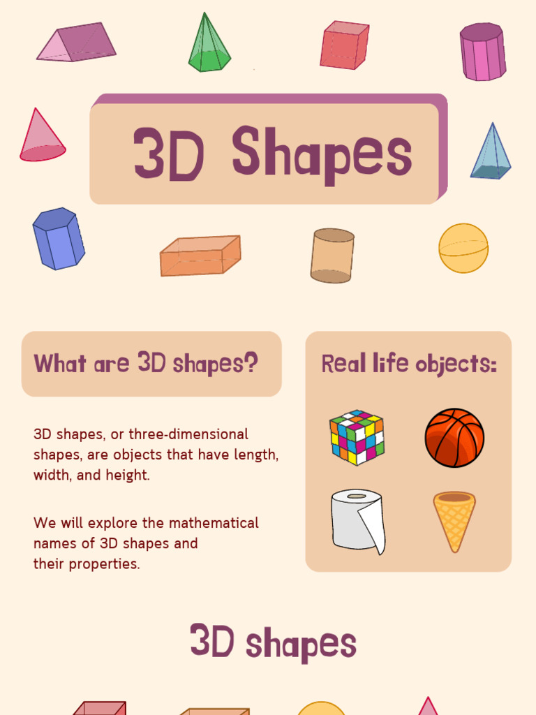 3D Shape Properties Presentation in Colourful Fun Style | PDF