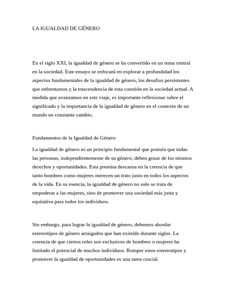 Igualdad de Género: Desafíos y Progreso | PDF | Igualdad de género ...