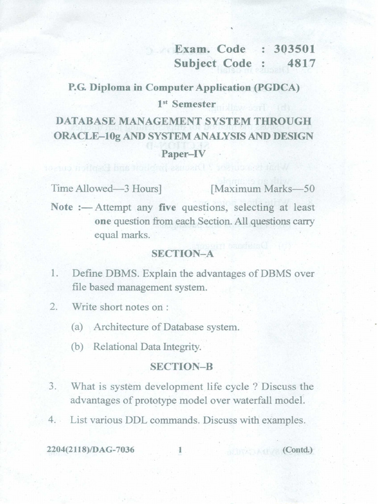 Database Management System Exam Guide | PDF | Teaching Methods & Materials