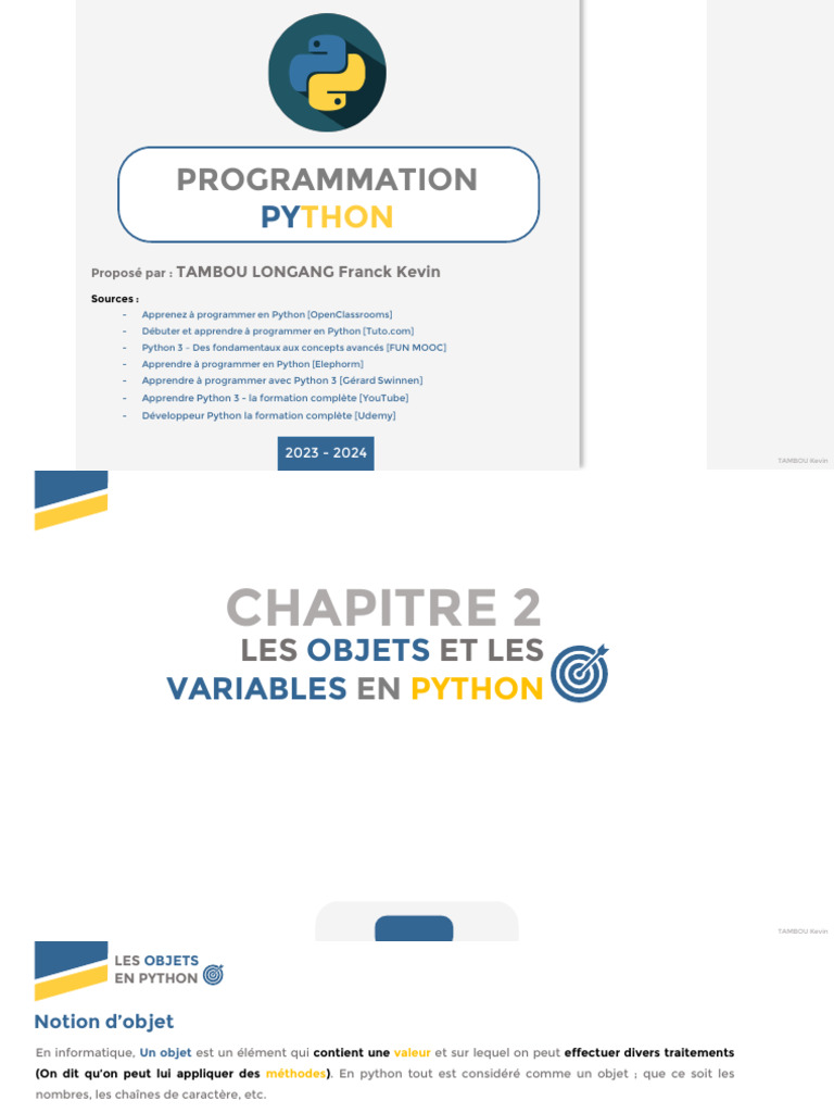 Introduction aux Objets et Variables Python | PDF | Variable ...