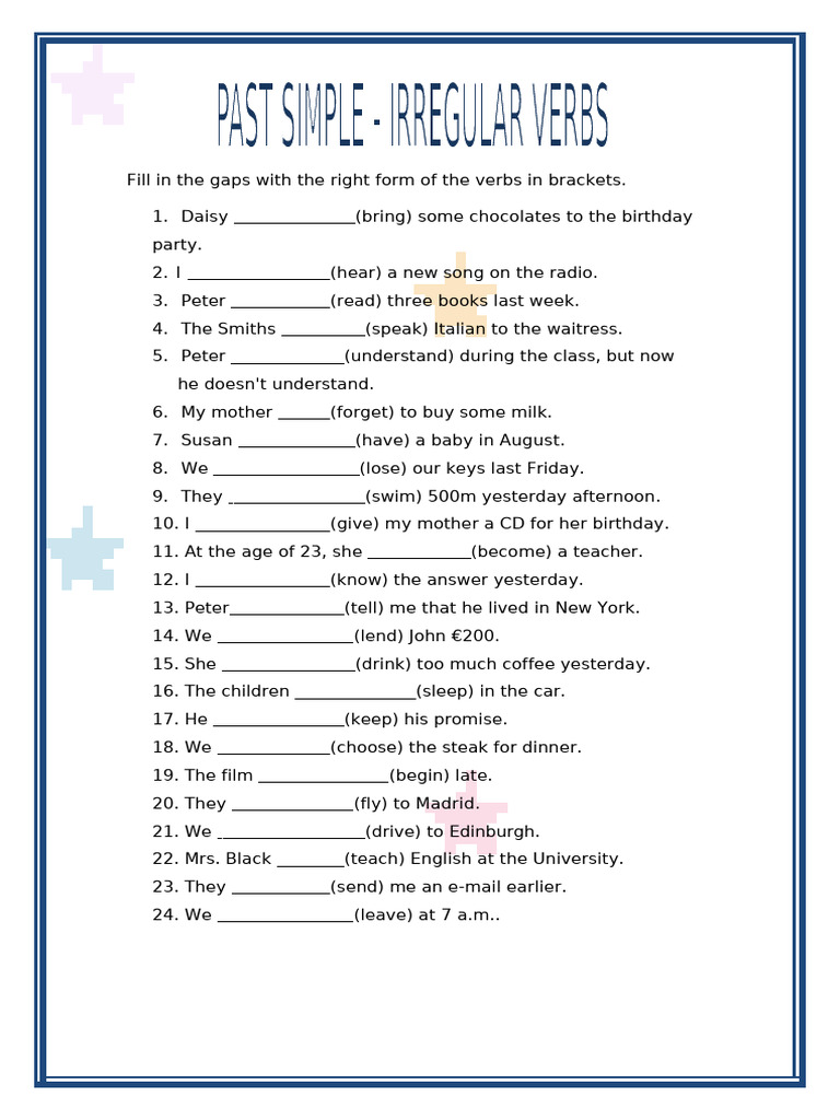 Verb Form Exercise Answers Pdf