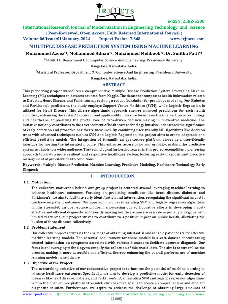 Machine Learning for Disease Prediction | PDF | Machine Learning | Deep ...