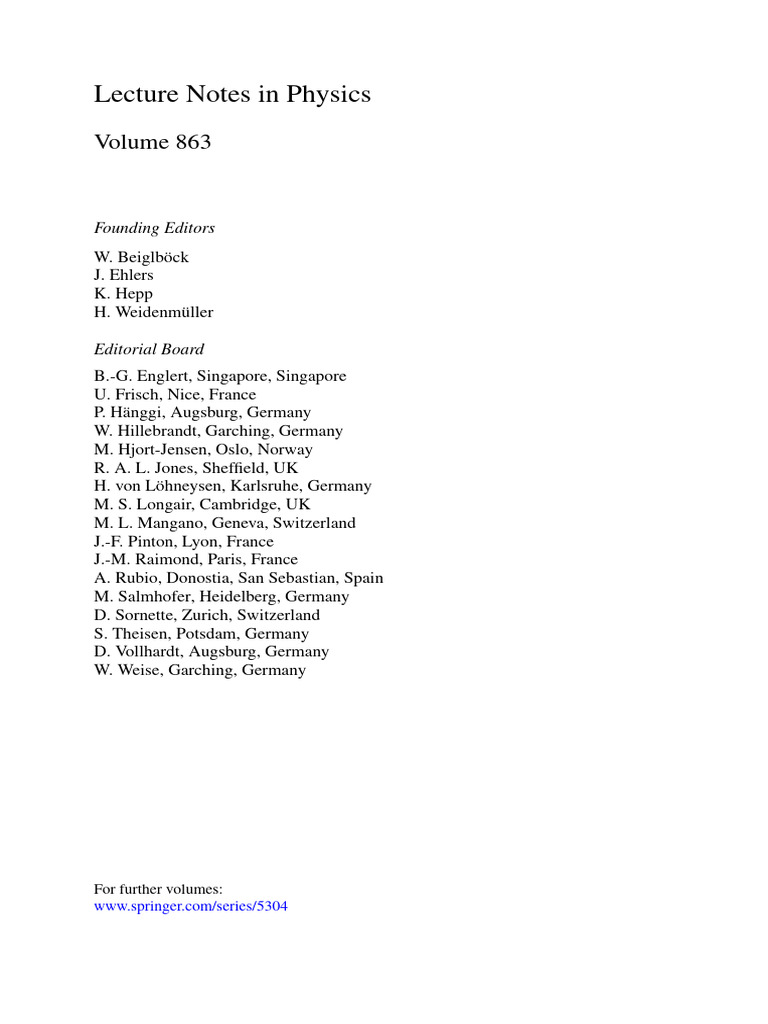 Lecture Notes in Physics: Founding Editors | PDF | String Theory ...