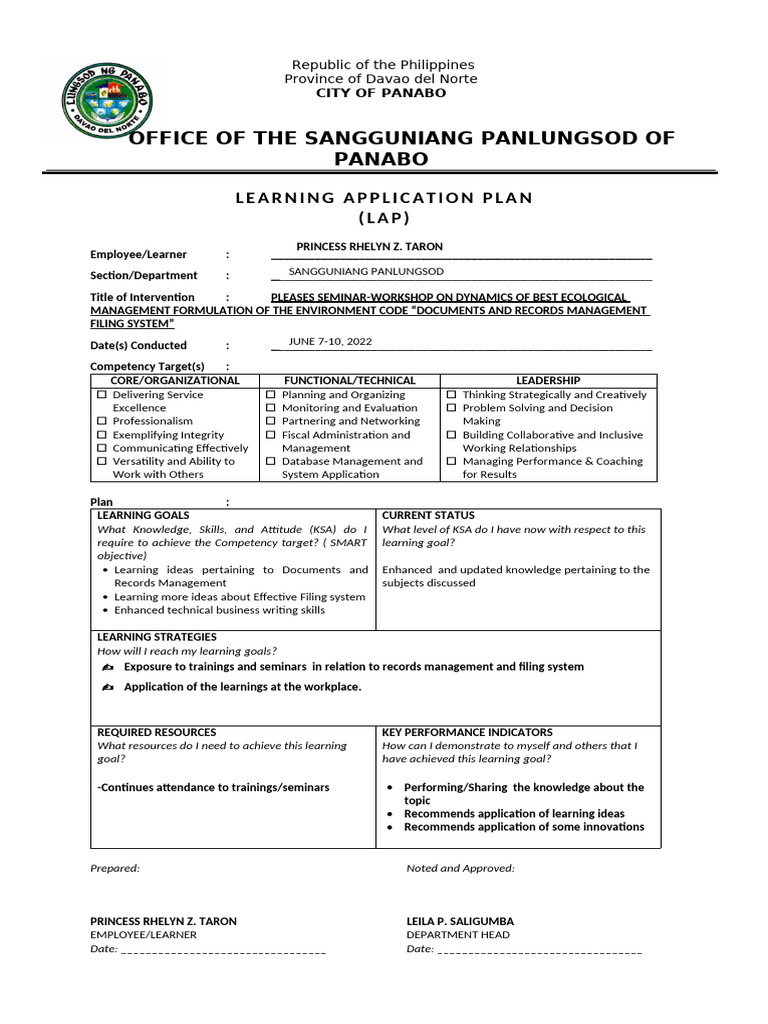 LAP for Document Management Training | PDF | Learning | Goal