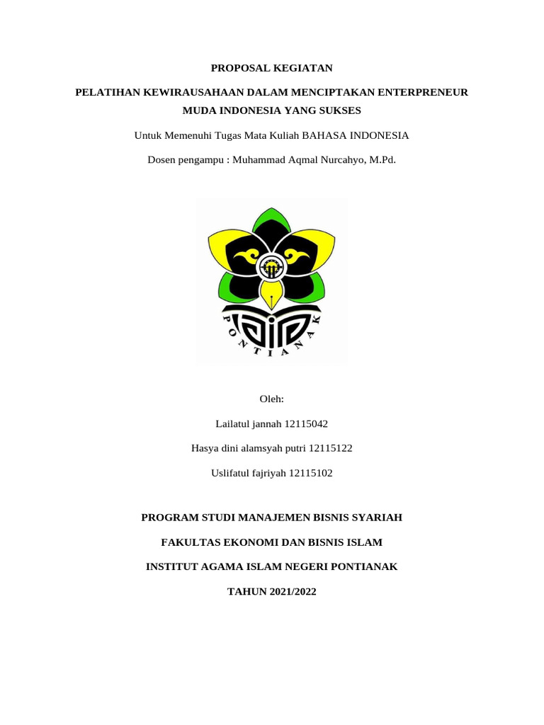 Proposal Kegiatan Kewirausahaan | PDF | Karier & Perkembangan | Seni