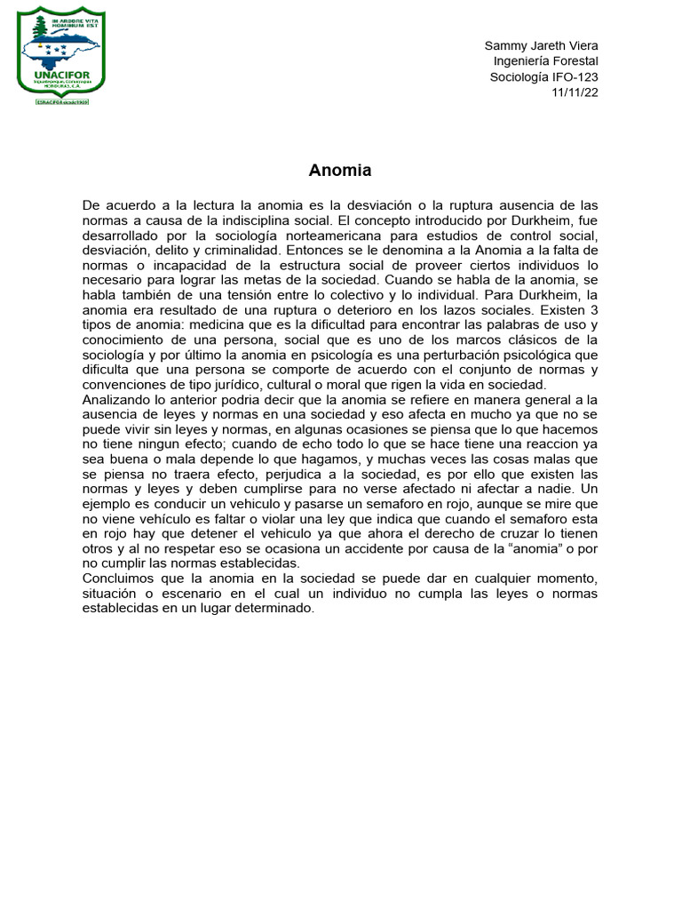 Anomia | PDF | Emile Durkheim | Psicología Social