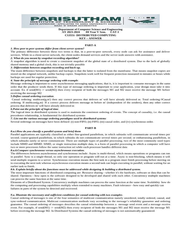 Distributed Computing Imp Questions | PDF | Parallel Computing ...