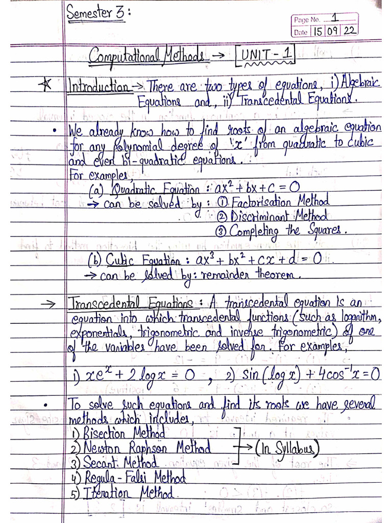 Computational Metods Unit 1-4 | PDF