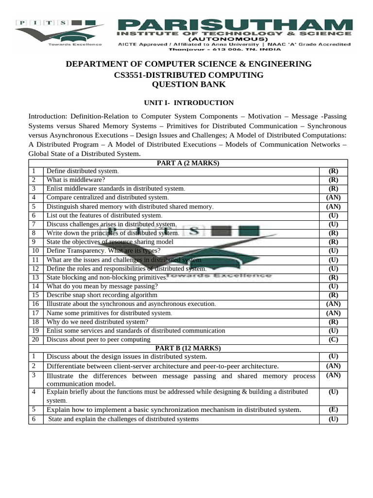 CS3551 - QB | PDF | Distributed Computing | Cloud Computing
