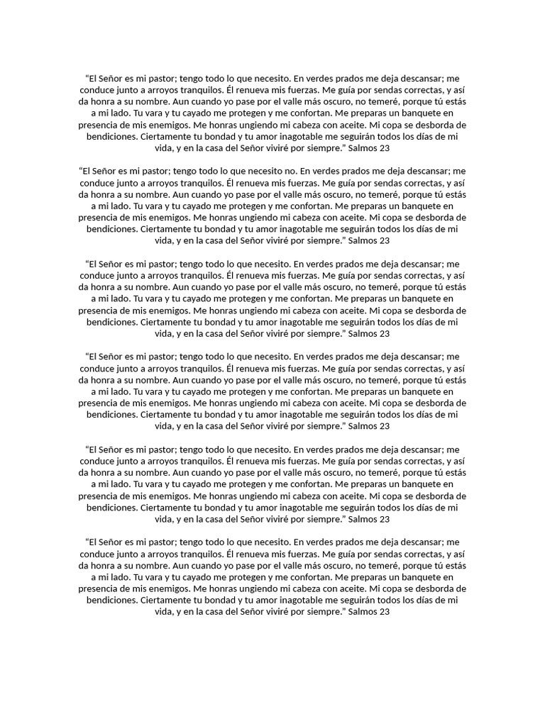 Copia de Salmo 23 | PDF | Contenido bíblico | Libros de la Biblia hebrea