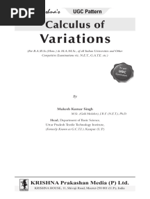 Krishna's - Calculus of Variations, 3rd Edition