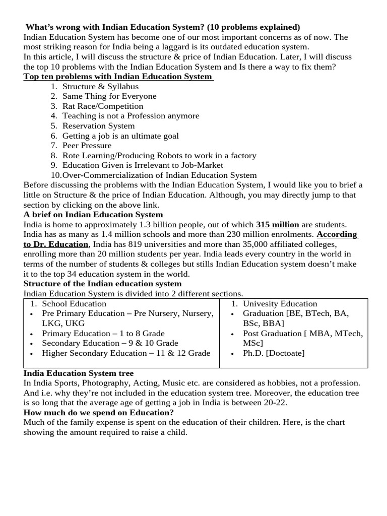 Indian Education System PDF Fear Teachers