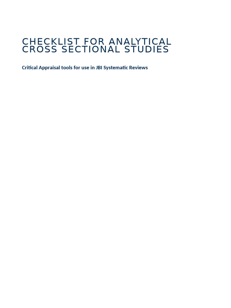 JBI Checklist for Cross Sectional Studies | PDF | Systematic Review ...