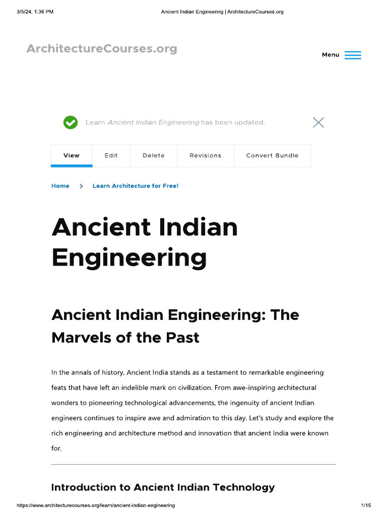Ancient Indian Engineering 2024 | PDF