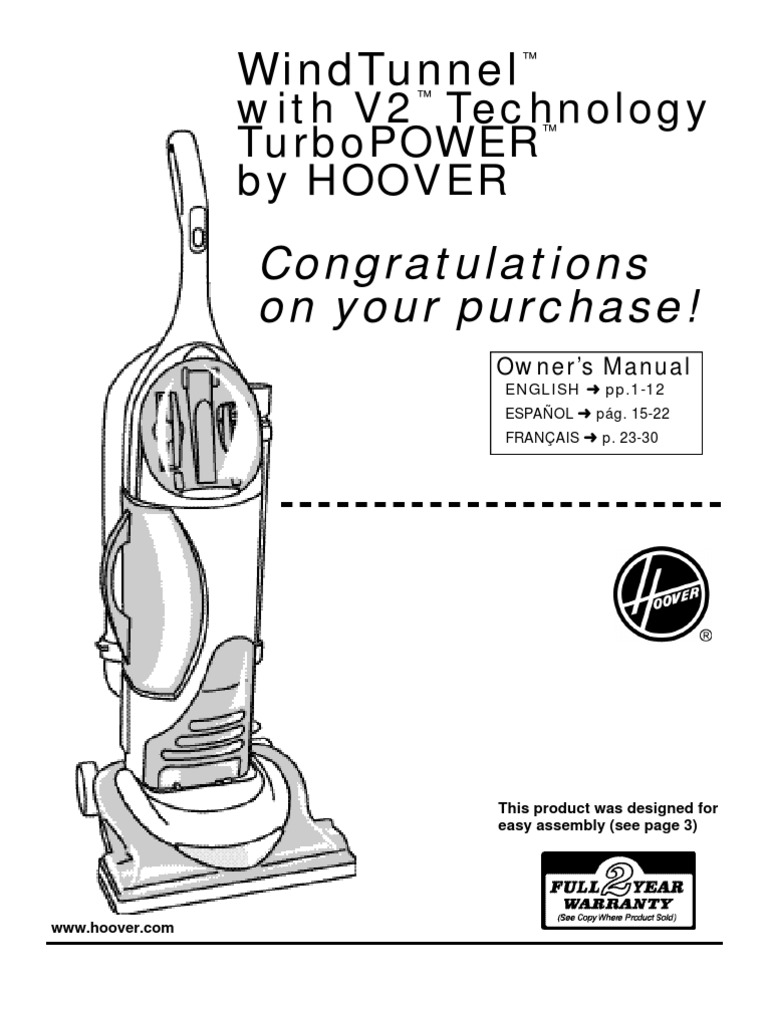 Hoover Wind Tunnel V2 Manual Ac Power Plugs And Sockets Vacuum Cleaner