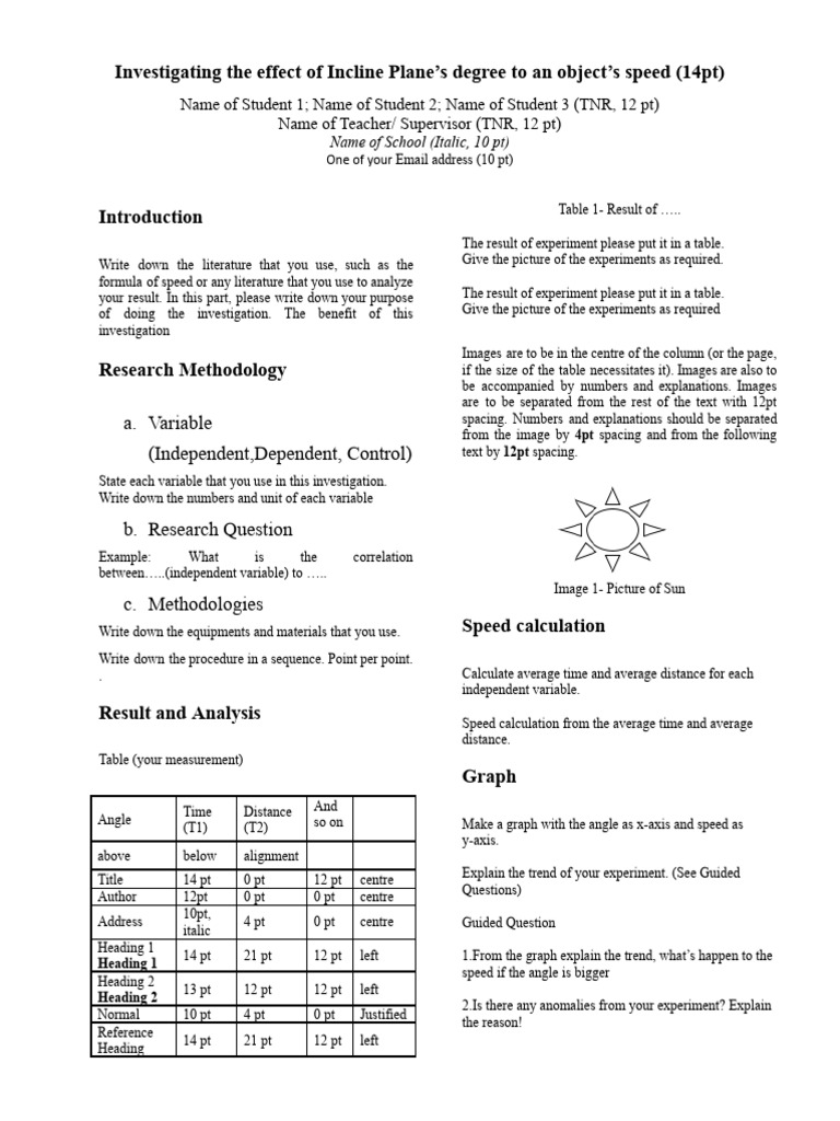 Incline Plane Speed Investigation Report | PDF | Experiment | Science