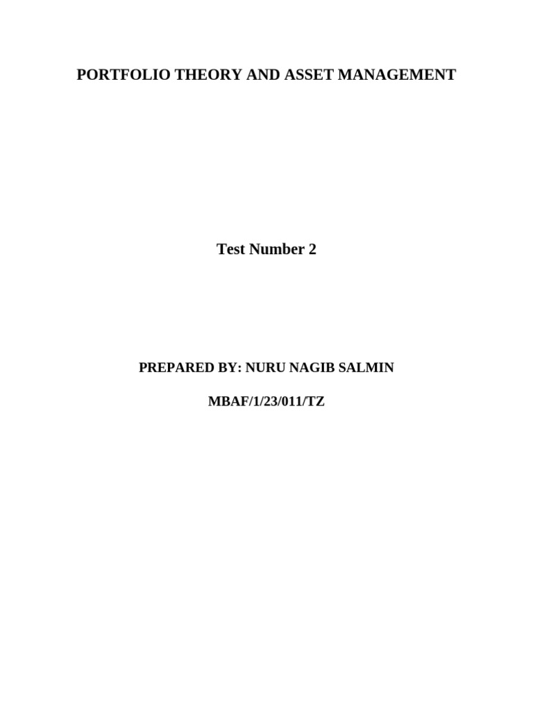 DR Said Test 2 | PDF | Financial Risk | Diversification (Finance)