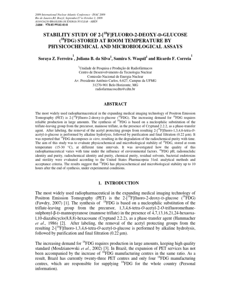Stability Study of 18FDG at Room Temperature | PDF | Chemistry