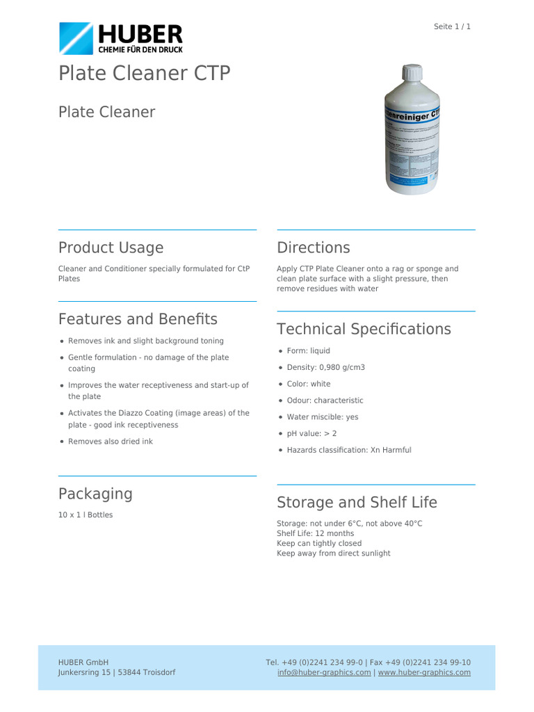 CtP Plate Cleaner: Features & Usage | PDF