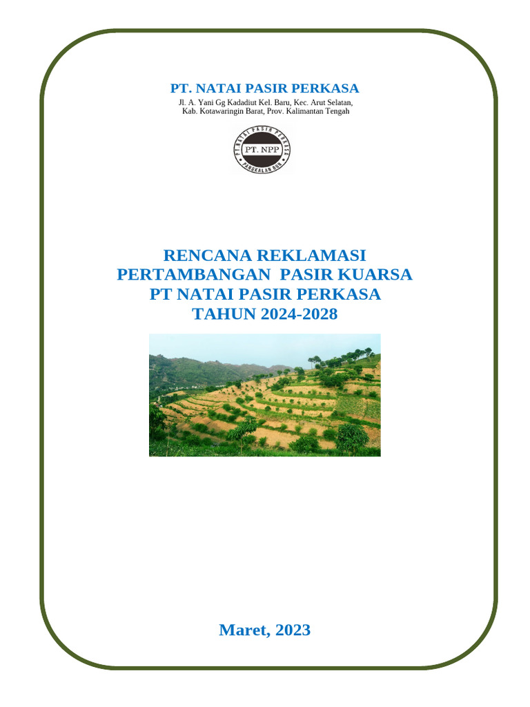 Cover Rencana Reklamasi Pasir Kuarsa | PDF
