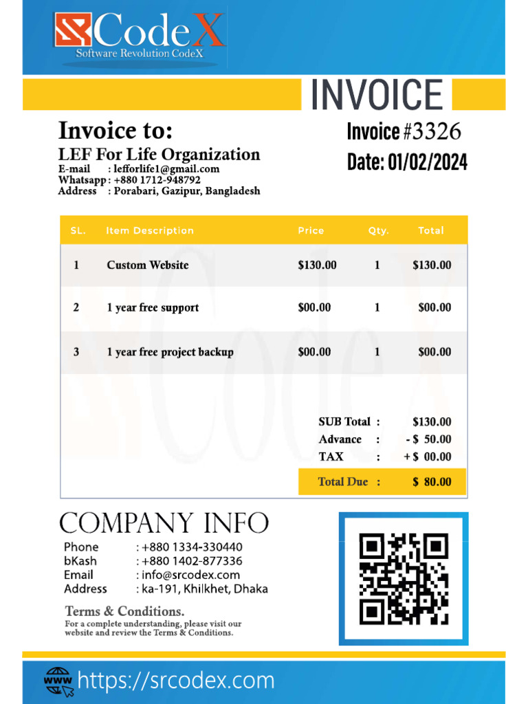 Invoice for LEF For Life Org | PDF