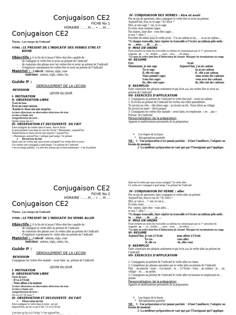 Conjugaison CE2 : Présent indicatif | PDF | Verbe | Relations syntaxiques