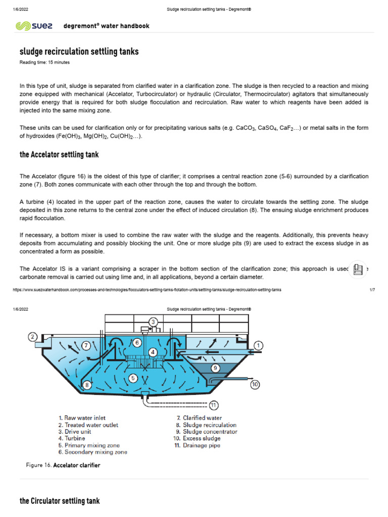 Sludge Recirculation Settling Tanks - Degremont® | PDF | Chemistry ...