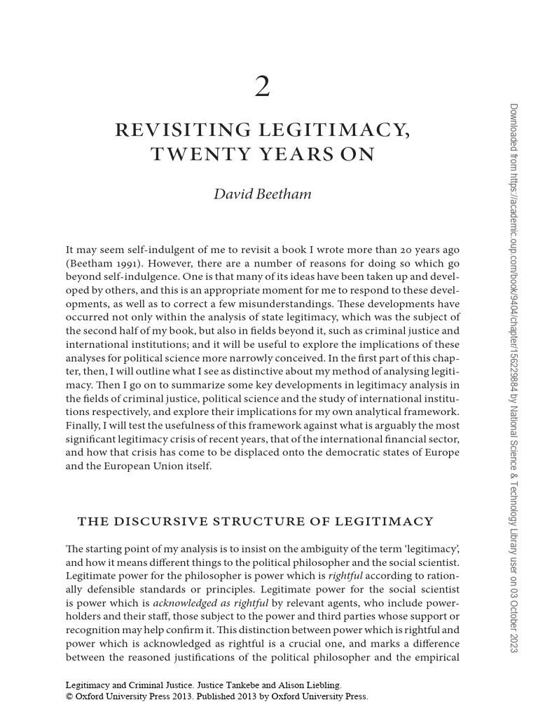 Revisiting Beetham's Legitimacy Framework | PDF | Legitimacy (Political ...